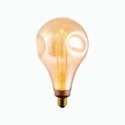 Ora Large LED Dimpled Globe Shaped Bulb With Amber Glass