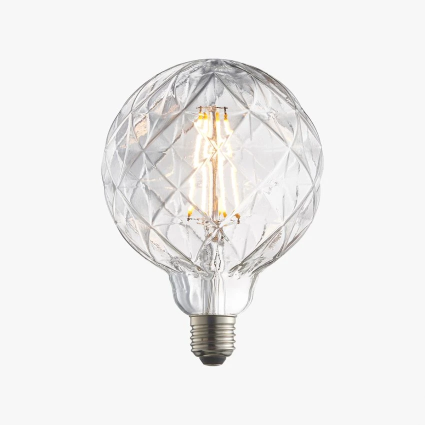 Garnet LED Grooved Globe Shaped Bulb With Clear Glass 1 Garnet LED Grooved Globe Shaped Bulb With Clear Glass