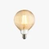 Garnet LED Ribbed Globe Shaped Bulb With Amber Glass