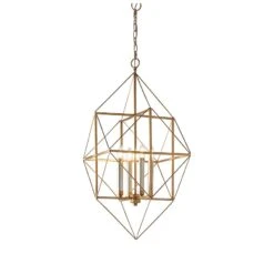 Sansa Large Geometric Pendant In Gold And Silver Leaf