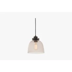 Matthew Black Chrome Pendant With Clear Tinted Glass Shade