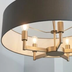 Emma Fabric Shade Chandelier In Grey -Perch & Parrow Home Sales Store en2100103 l2