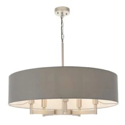 Emma Fabric Shade Chandelier In Grey