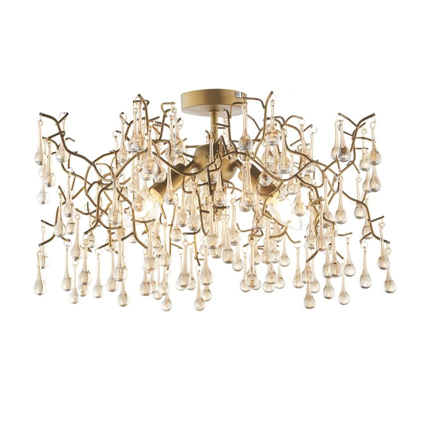 Ena Fixed Semi-Flush Ceiling Pendant In Gold 1 Ena Fixed Semi-Flush Ceiling Pendant In Gold