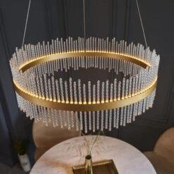 Anna LED Halo Pendant In Gold -Perch & Parrow Home Sales Store en2100112 l2