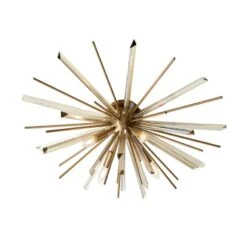 Urchin Flush Starburst Ceiling Light In Antique Brass
