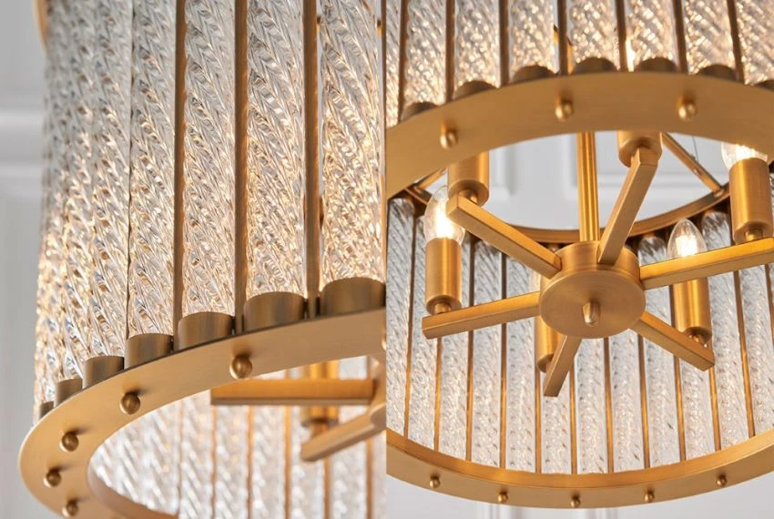 Charlotte Ribbed Glass Heritage Pendant In Gold 3 Charlotte Ribbed Glass Heritage Pendant In Gold - Image 3