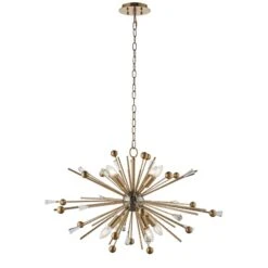 Estella Large Starburst Pendant In Antique Brass