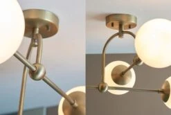 Luna Opal Glass Sphere Semi-Flush Light In Antique Brass -Perch & Parrow Home Sales Store en2100159 de