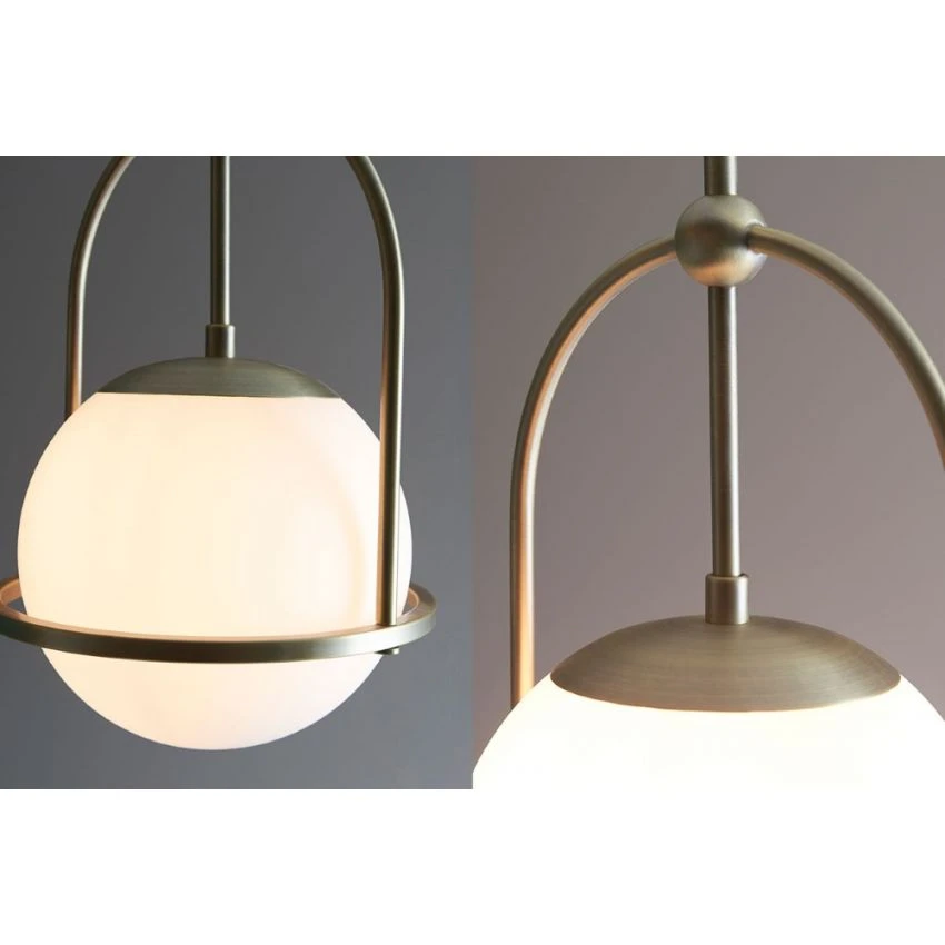 Luna Opal Glass Small Pendant In Antique Brass 3 Luna Opal Glass Small Pendant In Antique Brass - Image 3