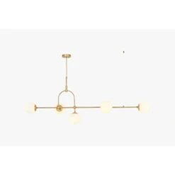 Luna Opal Glass Sphere Large Pendant In Antique Brass