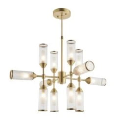 Julian Large Glass Ceiling Pendant In Brushed Brass