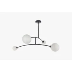 Natashah Opal Glass Black Semi-Flush Ceiling Light