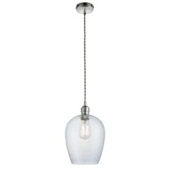 Hexton Hammered Glass Pendant In Bright Nickel