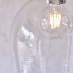 Hexton Large Hammered Glass Pendant In Bright Nickel -Perch & Parrow Home Sales Store en24020029 l2