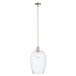 Hexton Large Hammered Glass Pendant In Bright Nickel