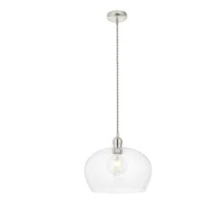 Hexton Wide Glass Pendant In Bright Nickel