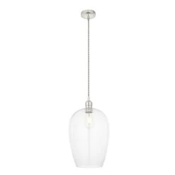 Hexton Large Glass Pendant In Bright Nickel