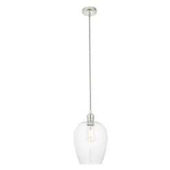 Hexton Glass Pendant In Bright Nickel