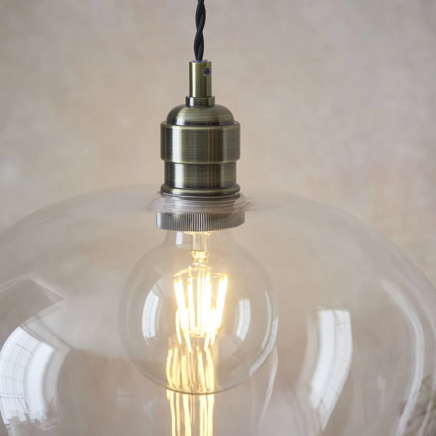 Hexton Wide Glass Pendant In Antique Brass 4 Hexton Wide Glass Pendant In Antique Brass - Image 4