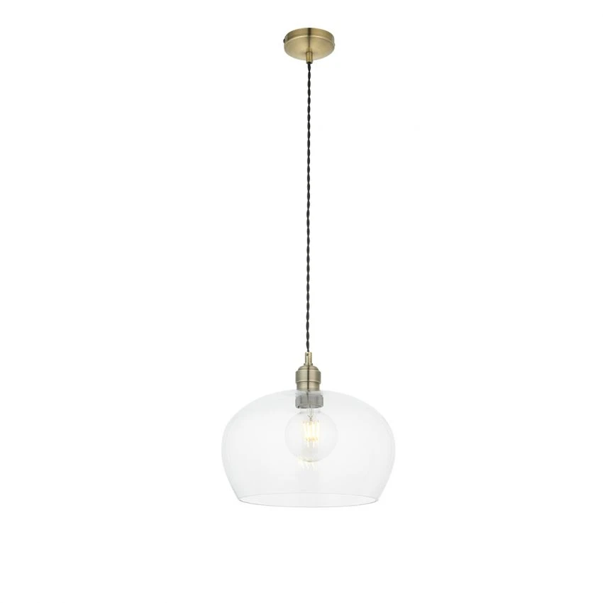 Hexton Wide Glass Pendant In Antique Brass 1 Hexton Wide Glass Pendant In Antique Brass