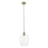 Hexton Glass Pendant In Antique Brass