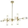Julian Extra Large Linear Glass Pendant In Brushed Brass