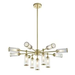 Julian Extra Large Glass Pendant In Brushed Brass