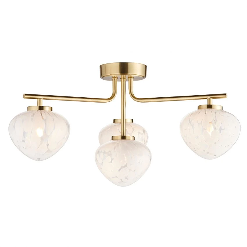 Kyra Confetti Glass Semi Flush Light In Satin Brass 1 Kyra Confetti Glass Semi Flush Light In Satin Brass