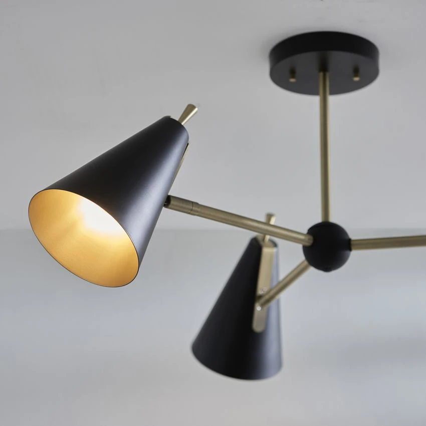 Mika Mid Century Semi Flush Light In Matt Black 3 Mika Mid Century Semi Flush Light In Matt Black - Image 3