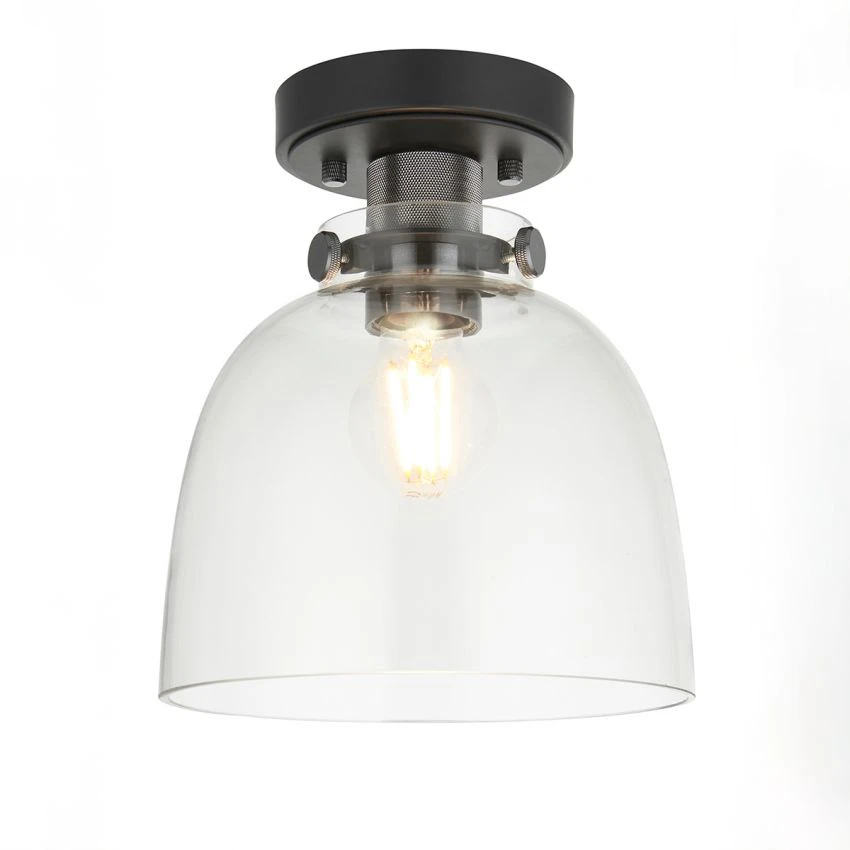 Ulmer Tinted Glass Flush Light In Black Chrome 1 Ulmer Tinted Glass Flush Light In Black Chrome