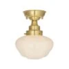 Cambrose Opal Glass Semi Flush Light In Brass