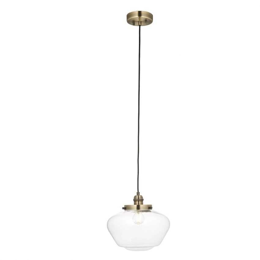Cambrose Clear Glass Pendant In Antique Brass 1 Cambrose Clear Glass Pendant In Antique Brass