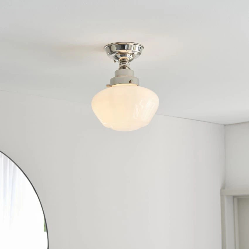 Cambrose Opal Glass Semi Flush Light In Nickel 2 Cambrose Opal Glass Semi Flush Light In Nickel - Image 2