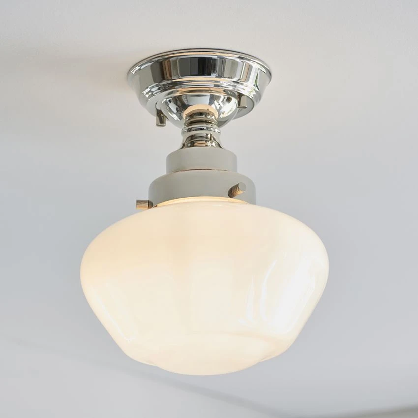 Cambrose Opal Glass Semi Flush Light In Nickel 3 Cambrose Opal Glass Semi Flush Light In Nickel - Image 3