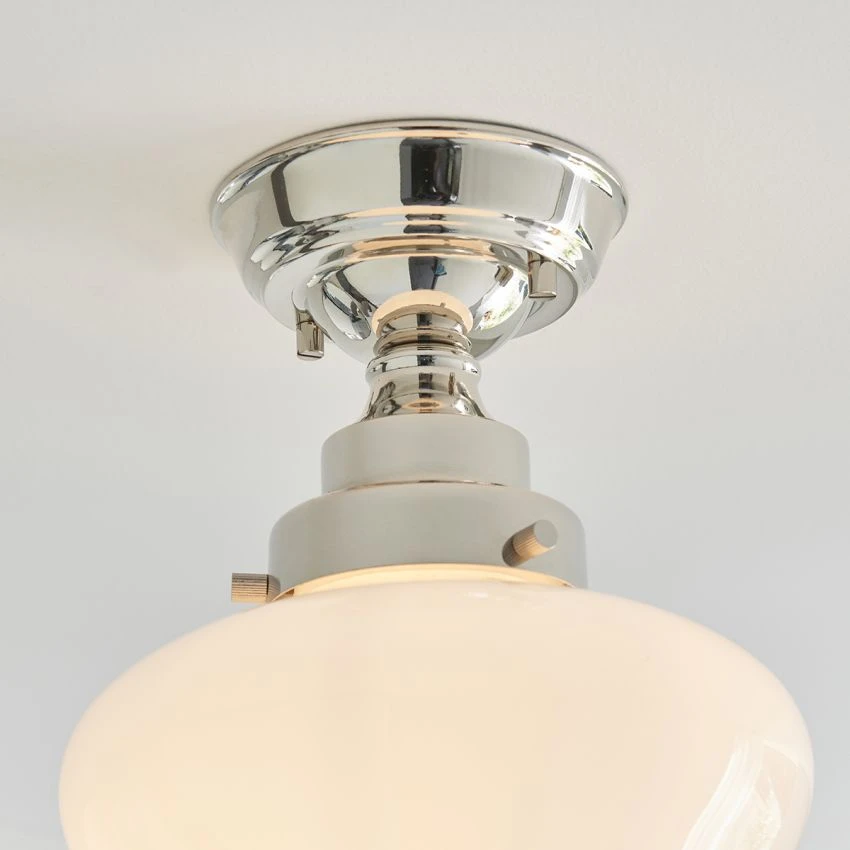 Cambrose Opal Glass Semi Flush Light In Nickel 4 Cambrose Opal Glass Semi Flush Light In Nickel - Image 4