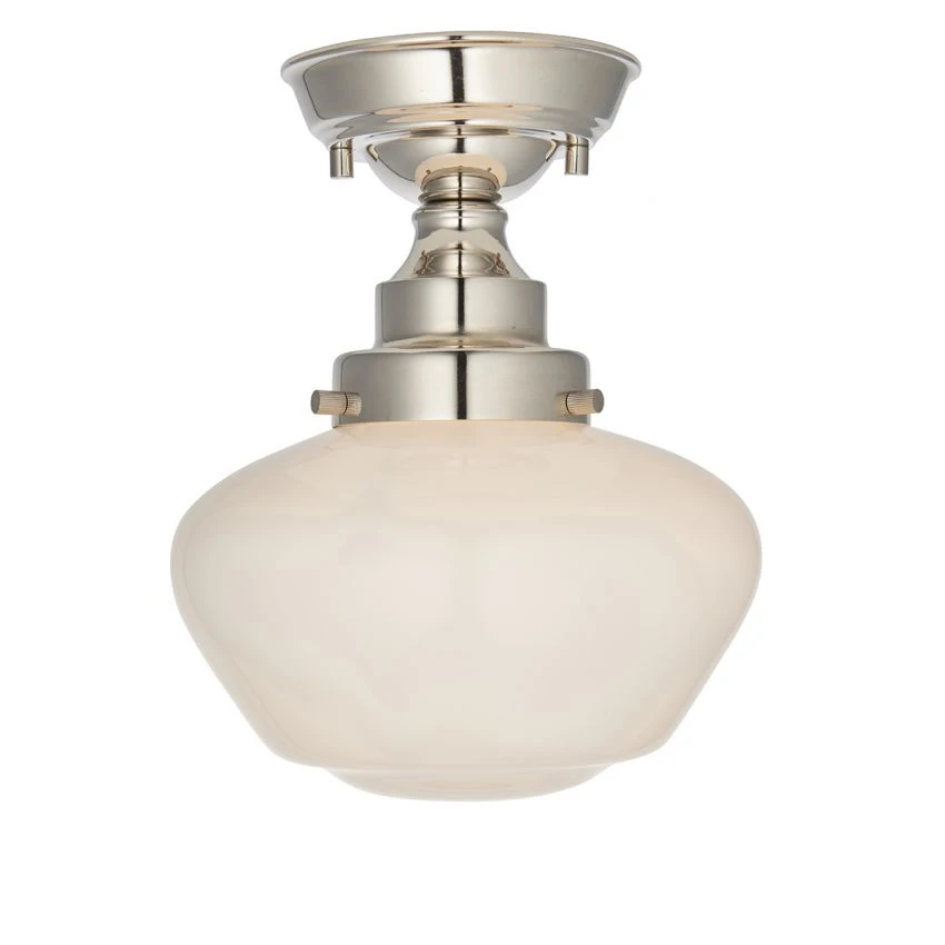 Cambrose Opal Glass Semi Flush Light In Nickel 1 Cambrose Opal Glass Semi Flush Light In Nickel