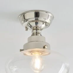 Cambrose Clear Glass Semi Flush Light In Nickel 7 Cambrose Clear Glass Semi Flush Light In Nickel -Perch & Parrow Home Sales Store en24020102 l3