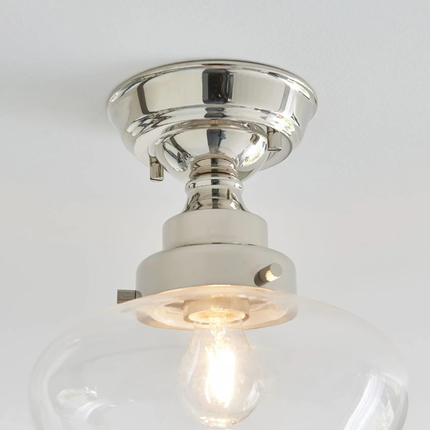 Cambrose Clear Glass Semi Flush Light In Nickel 4 Cambrose Clear Glass Semi Flush Light In Nickel - Image 4