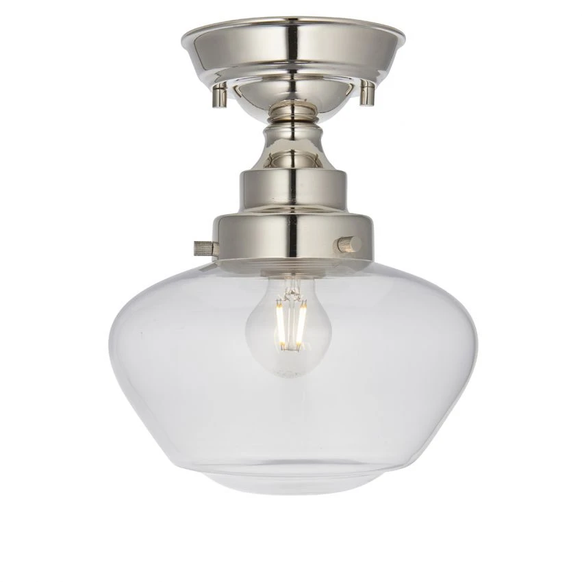 Cambrose Clear Glass Semi Flush Light In Nickel 1 Cambrose Clear Glass Semi Flush Light In Nickel