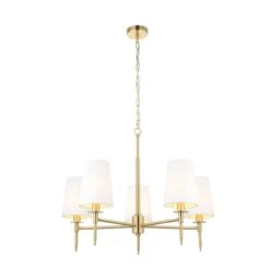 Chives Five Light Pendant In Satin Brass