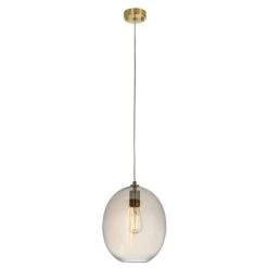 Cleo Oval Pendant In Satin Brass