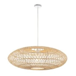 Alexis Oval Pendant In Natural Rattan