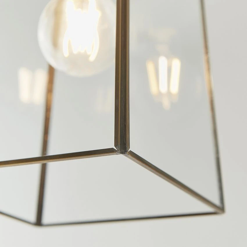 Beckett Clear Glass Pendant In Antique Brass 3 Beckett Clear Glass Pendant In Antique Brass - Image 3