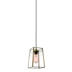 Beckett Clear Glass Pendant In Antique Brass