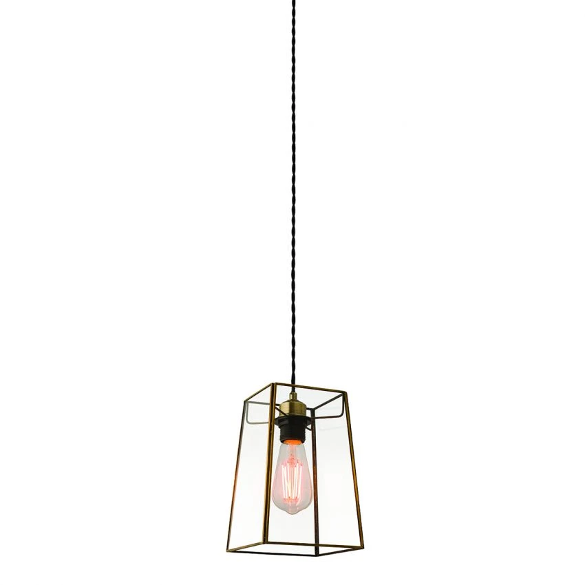Beckett Clear Glass Pendant In Antique Brass 1 Beckett Clear Glass Pendant In Antique Brass