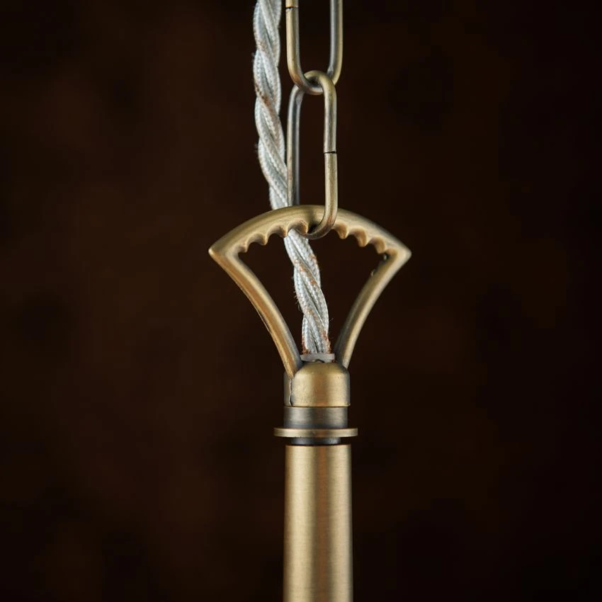 Odelia Five Light Pendant In Antique Brass With Vintage White Fabric 3 Odelia Five Light Pendant In Antique Brass With Vintage White Fabric - Image 3