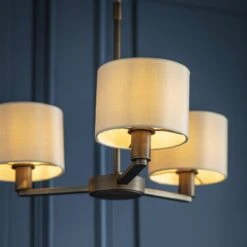 Dawson Three Individual Light Pendant In Antique Bronze With Faux Silk Fabric -Perch & Parrow Home Sales Store en24040018 l2