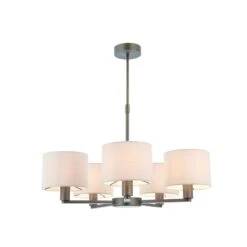 Dawson Five Light Pendant In Antique Bronze With Faux Silk Fabric