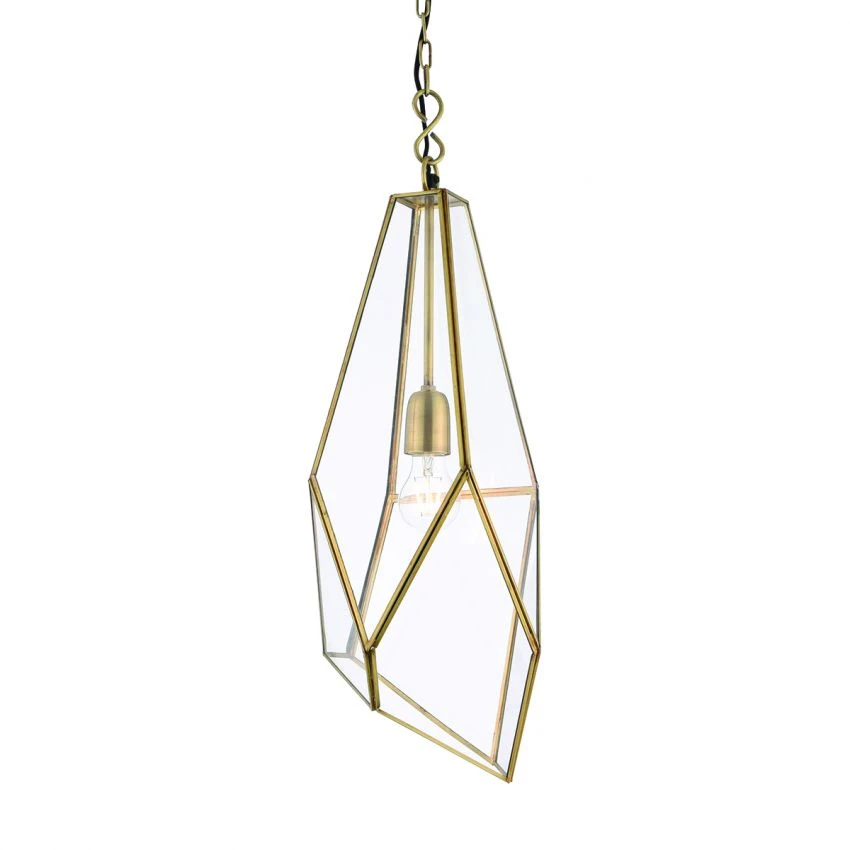 Aragon Clear Glass Pendant In Antique Brass 1 Aragon Clear Glass Pendant In Antique Brass